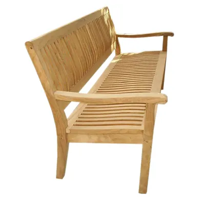Produktbild von Gartenbank 150cm Teak Kingsbury Teakholz mit Armlehne Sitzbank Holzbank Bank