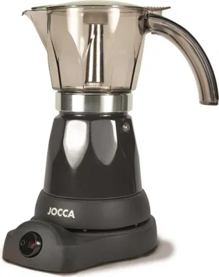 Obrázok produktu pre Taliansky elektrický kávovar jocca 5449n čierny - vždy horúci systém - priehľadná karafa - 6 šálok - 360° otočný na podstavci