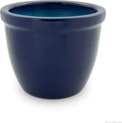 Produktbild von KERAZO Blumentopf Pflanzkübel aus Keramik mit Bodenloch 22x18 cm frostfest, standfest, Farbe: blau