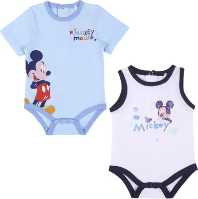 Produktbild von 2er-Pack Babybodys mit Mickey Mouse-Motiv von Disney Baby (3 Monate)