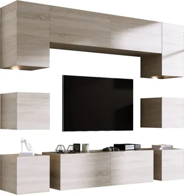 Produktbild von Wohnwand Sonoma Eiche MDF, 228 x VERSTELLBAR x 35cm