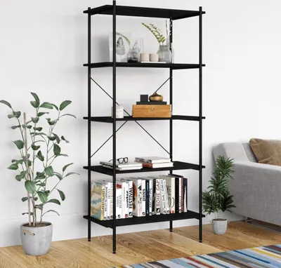 Obrázok produktu pre vidaXL Regál s 5 policami čierny 80x40x163 cm - Regál - Regály - Regály na knihy