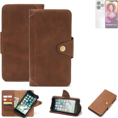 Produktbild von K-S-Trade Handyhülle kompatibel mit Infinix Smart 8 India Schutz Hülle Walletcase Bookstyle Tasche Case Handytasche Wallet Flipcase Cover PolyurethanBraun