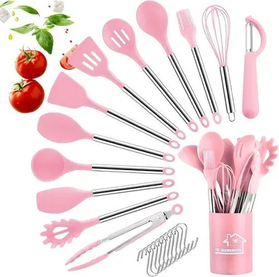 Image de Set d'ustensiles de cuisine en silicone, résistant à la chaleur, 23 pièces, cuillère antiadhésive