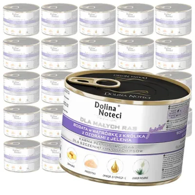 Zdjęcie produktu dla Dolina Noteci Premium Junior 24x185g Mokra Karma Dla Szczeniąt Małych Ras Bogata W Wątróbkę Z Królika Z Ozorami Z Jelenia