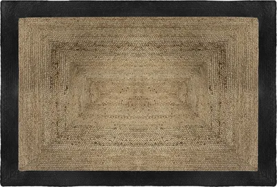 Image de Tapis de jute, rectangulaire, 120 x 170 cm avec cadre blanc