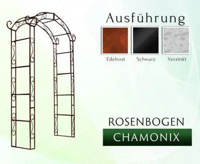 Zdjęcie produktu dla Łuk różany CHAMONIX Całkowita szerokość 1,60 m Czarna pergola Metalowy łuk różany Łuk ogrodowy Kolumna różana