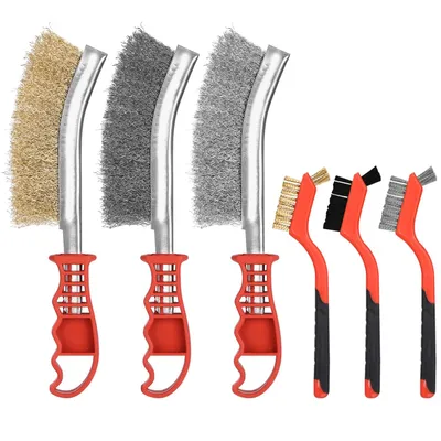 Produktbild von 6-teiliges Drahtbürsten-Set, Drahtbürsten-Set, Edelstahlbürste, Nylonbürste, Stahlbürste, geeignet für Holz, Metall, Reinigung von Schweißschlacke
