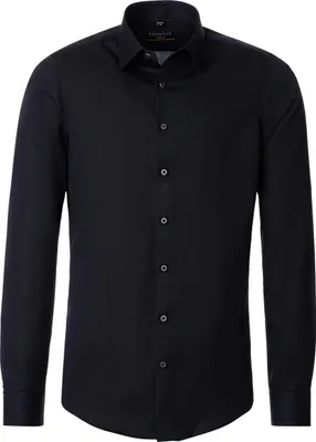 Produktbild von REDMOND Herren Businesshemd Langarm Kent Slim-Fit Twill Schwarz S