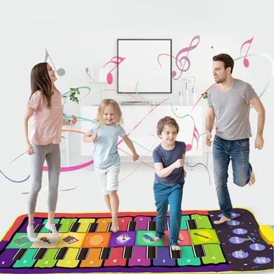 Immagine prodotto di Tappetino pianoforte per bambini, doppia tastiera, giochi musicali, accompagnamento musicale integrato, giocattolo per gattonare per l'educazione precoce