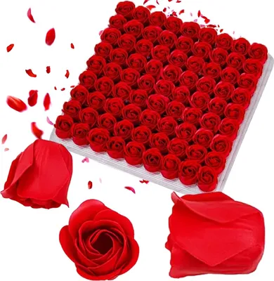 Zdjęcie produktu dla Róże Mydlane Prezent Kwiaty Flower Box Główka Sztuczna Róża 81Szt Czerwony