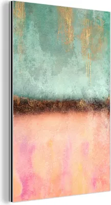 Obrázok produktu pre Nástenná dekorácia Kovový kovový obraz Wall Art 60x90cm Zlatá - Farba - Abstraktná - Zelená - Ružová Muchowow Hliníkové obrazy