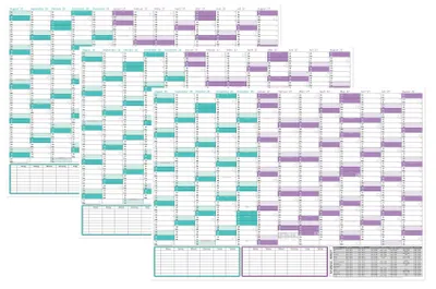 Produktbild von 3er Set Schuljahreskalender 2026/2027 DIN B1 (700 x 1000 mm) nass abwischbar matt, gerollt, August 2026 bis August 2027, Wandkalender Schulkalender