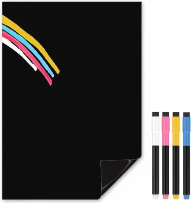 Produktbild von Famanu Magnetisches Trockenlöschboard A4 mit Kreidestiften - Notizboard für Küche und Planung