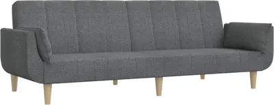 Produktbild von vidaXL Schlafsofa 2-Sitzer mit 2 Kissen Hellgrau Stoff
