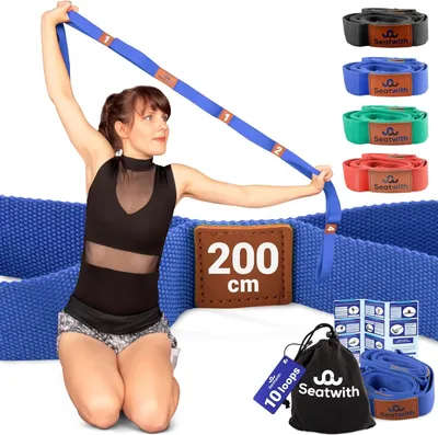 Produktbild von Yoga Stretching Strap - Übungsband für Fitness und Physiotherapie mit Tragetasche und Anleitungen