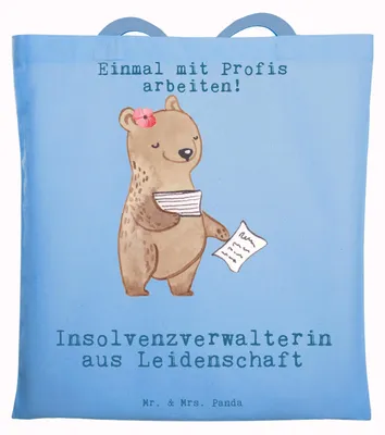Produktbild von Mr. & Mrs. Panda Einkaufstüte Insolvenzverwalterin Leidenschaft - Sky Blue - Geschenk, Einkaufstasche, Tote Bag, Jutebeutel, Tasche, Shopping, Tragetasche