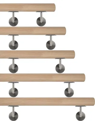 Produktbild von TIBU Eiche Holz Handlauf keilgezinkt unbehandelt Geländer 0,3m - 6m, Länge 80 cm und 2 Edelstahl Halter