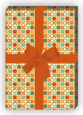Produktbild von Schickes Retro Geschenkpapier mit Vintage Punkte Muster, orange,  - G8611, 32 x 48cm