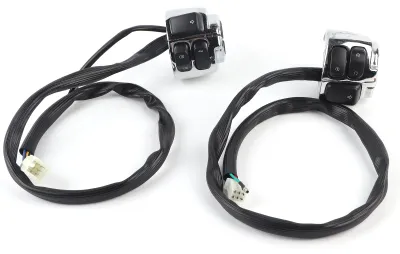 Image de Lot de 2 commutateurs de guidon pour moto 1 pouce (phares, clignotants, klaxon, boutons de changement de vitesse) - UniversalElectrosilvering