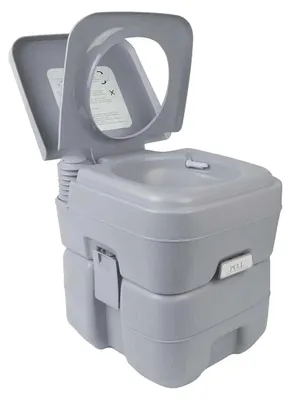 Immagine prodotto di WC da campeggio - WC da viaggio portatile - Serbatoi da 20 L + 12 L - Serbatoio di scarico rimovibile - WC chimico - Grigio