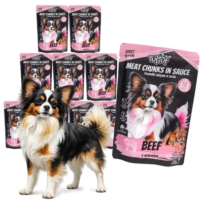 Produktbild von Tuftuf | Nassfutter - Hundefutter - 10x100g - Fleischstückchen mit Rindfleisch - Nassfutter für Hunde - Keine Zusatzstoffe