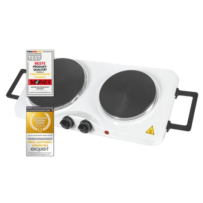 Produktbild von Exquisit Kochplatte KP 3201 we | Massekochfeld | 2 Kochplatten | 2500 Watt Leistung | weiß