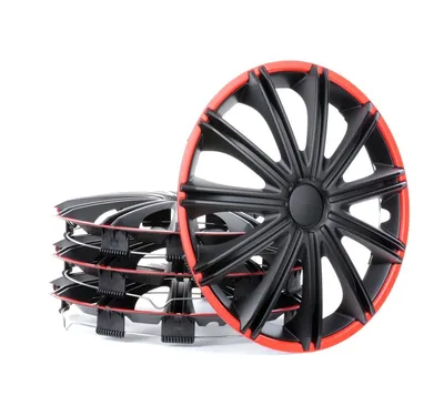 Produktbild von 4x 14" Zoll Radkappen Schwarz/Rot Radzierblenden Radblenden 14 NERO R ARGO