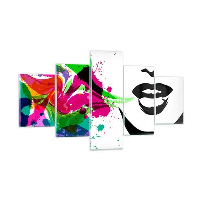 Produktbild von Bilder auf glas - Frau Gesicht Lippen Make-up - 125x70cm - Glasbilder - Wandbilder - Kunstdruck - zum Aufhängen bereit - Wanddekoration aus Glas - Glas Bilder - Wandbild auf Glas - GEA125x70-2634