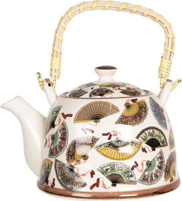 Obrázok produktu pre Čajník Clayre & Eef s filtrom 800 ml Béžový modrý porcelánový vejár