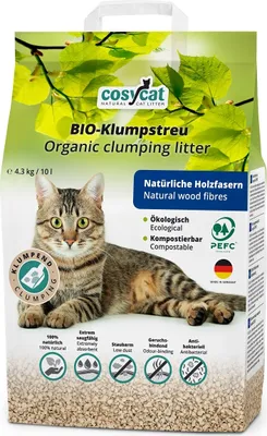 Obrázok produktu pre 10L CosyCat organická hrudkujúca podstielka FEIN z dreva 100% prírodná podstielka pre mačky
