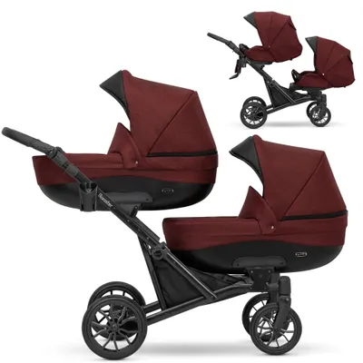 Image de Kunert Booster poussette jumelle 2en1 avec nacelle & siège sport, Bourgogne-Rouge