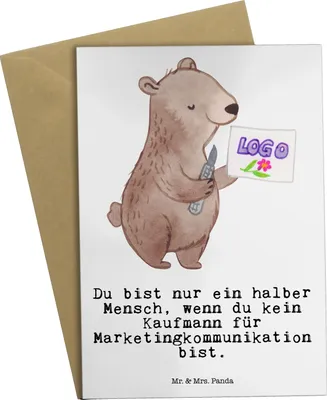 Produktbild von Mr. & Mrs. Panda babykarte Kaufmann für Marketingkommunikation Herz - Weiß - Geschenk, einladungskarten, hochzeitskarten, Klappkarte, Grußkarten, weihnachtskarten