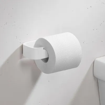 Produktbild von Bürstenking Toilettenpapierhalter ohne Bohren – moderner Klopapierhalter zum Kleben – selbstklebende Toilettenpapierhalter 3M Kleber – Weiß – Rechts