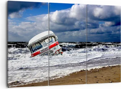 Produktbild von Bild auf Leinwand - Leinwandbild - Ozean Landschaft Auto - 105x70cm - Wand Bild - Wanddeko - Leinwanddruck - Bilder - Kunstdruck - Wanddekoration - Leinwand bilder - Wandkunst - CE105x70-0228