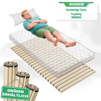 Produktbild von YZNAHRE Lattenrost 90x200cm Lattenroste mit 23 Leisten Rolllattenrost Rollrost bis ca. 300 kg Lattenrahmen mit Schwarz Gummiband für alle Matratzen Geeignet