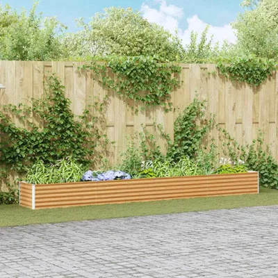 Produktbild von "Schlussverkauf" Hochbeet im Garten - 1 pc - Blumenbeet/Gartenbeet - Hellbraun 390x50x36 cm Verzinkter Stahl C13489