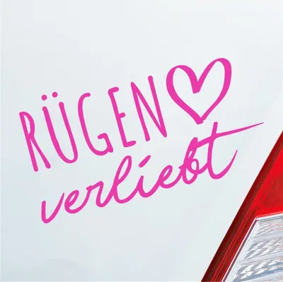 Produktbild von Auto Aufkleber Rügen verliebt Herz Insel Ostsee Liebe Car 19x10 cm Pink Sticker Heckscheibenaufkleber