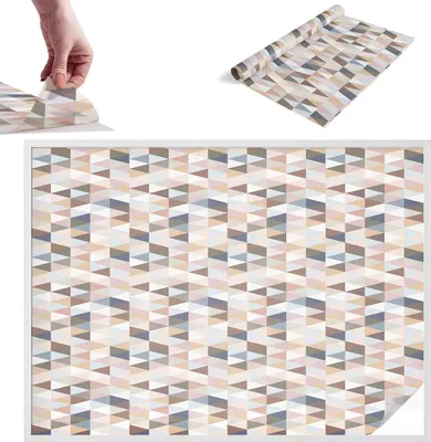 Produktbild von Buntglasfolie für Fenster – 146x200 cm – Stained-Glass-Fensterfolie, dekorativ & blickdicht – Selbstklebende Glasdekorfolie im Buntglas-Design – UV-Schutz, leichte Montage, Fensterdekoration – Pastellsymmetrie