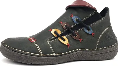 Image de Chaussures de randonnée pour femmes Rieker, bottines, fermeture éclair, bottes, couleur verte, style décontracté