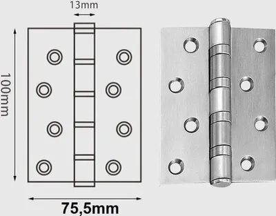 10 Edelstahl Türscharniere - Schwere Türscharniere - Edelstahl Scharniere für Gartentore 100 mm x 75,5 mm - Zubehörset für