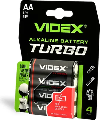 Produktbild von Turbo VIDEX LR6T/AA Alkaline-Batterie, 4 Stück, Blisterverpackung