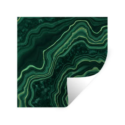 Obrázok produktu pre MuchoWow® Nálepka na stenu - Mramor - zelená - zlatá - 50x50cm - Samolepiaca a polohovateľná