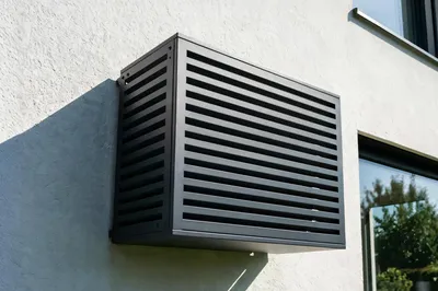 Produktbild von Klimaanlagen- & Wärmepumpen-Abdeckung ANETO Aluminium Grau mit Unterseite - Größe M
