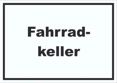 Produktbild von Fahrradkeller Schild mit Text Rad Bike waagerecht A0 Rückseite selbstklebend