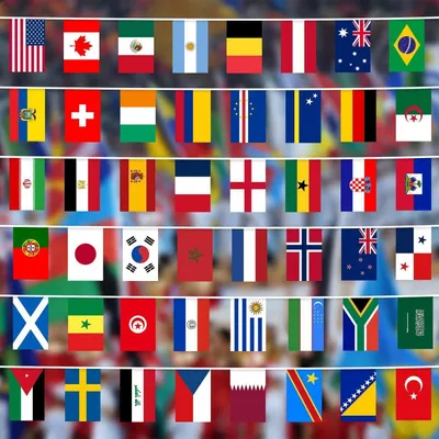 Productafbeelding van Vlaggenketting Wereldbeker 2026, 48 nationale vlaggen, 22x15 cm, polyester