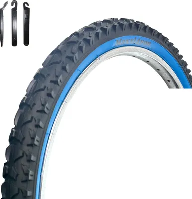 Immagine prodotto di 1 x maxxi4you HY-A109 Pneumatico per bicicletta Nero/Blu 54-507 (24 x 1,95) incl. maxxi4you leva per pneumatici