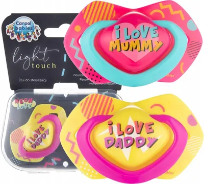 Image de Canpol Babies 2 tétines symétriques en silicone, +18m, Neon Love Baby, rose, jaune