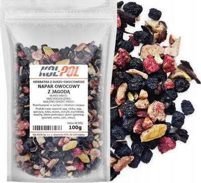 Zdjęcie produktu dla HERBATA OWOCOWA NAPAR Jagoda 100g Naturalna suszona herbatka jakość Kol-Pol
