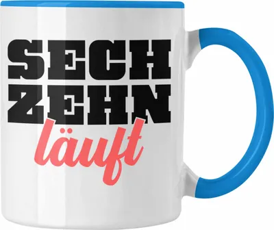 Produktbild von Trendation - 16. Geburtstag Tasse Geschenk Mädchen Jungen Geschenkidee Lustig Spruch 16 Geschenke Geschenkideen zum 16 Bday 16er Witz Sprüche (Blau)